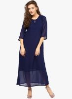 Cora Blue Colored Solid Maxi Dress