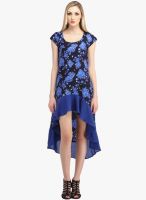 Cottinfab Blue Printed Asymmetric Dress