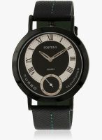 FOSTELO Black Leather Analog Watch