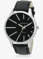 FOSTELO Black Leather Analog Watch