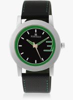 FOSTELO Black Leather Analog Watch