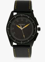 FOSTELO Black Leather Analog Watch