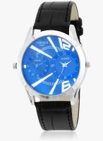 FOSTELO Blue Leather Analog Watch