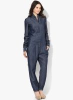 Gas Navy Blue Solid Jumpsuit