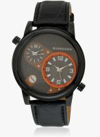 Giordano 60058 Dtl Black/Orange-P11639 Black/Black Analog Watch