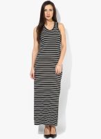 Latin Quarters Black Colored Striped Maxi Dress