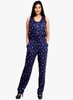 Loco En Cabeza Navy Blue Printed Dungarees & Jumpsuits