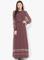 MIAMINX Maroon Colored Printed Maxi Dress