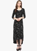 Magnetic Designs Black Colored Striped Asymmetric Dress