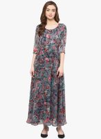 Magnetic Designs Grey Colored Printed Maxi Dress