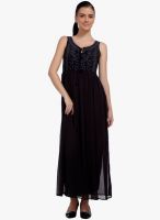 Mineral Black Colored Embroidered Maxi Dress