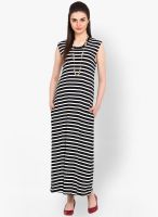 Northern Lights Black Colored Striped Maxi Dress