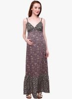 Oxolloxo Brown Colored Printed Maxi Dress