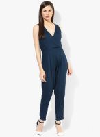 People Blue Colored Solid Jumpsuit