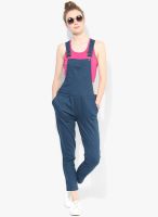 People Blue Solid Jumpsuit