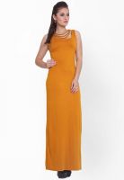 Pera Doce Mustard Yellow Colored Solid Maxi Dress