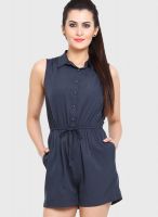 Pera Doce Navy Blue Solid Jumpsuit