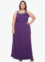 Pluss Purple Colored Embellished Maxi Dress