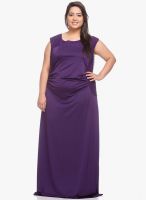 Pluss Purple Colored Embroidered Maxi Dress