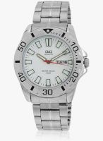 Q&Q A174n201y Silver/White Analog Watch