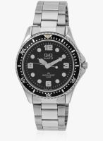 Q&Q Kw68j204y -S Silver/Black Analog Watch