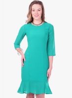 Sassafras Green Colored Solid Bodycon Dress