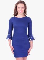Sassafras Navy Blue Colored Solid Bodycon Dress