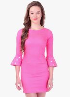 Sassafras Pink Colored Solid Bodycon Dress