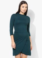 TOPSHOP Green Colored Solid Bodycon Dress