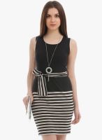Texco Black Colored Striped Bodycon Dress