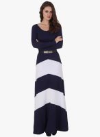 Texco Navy Blue Colored Solid Maxi Dress