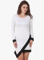 Texco Off White Colored Solid Asymmetric Dress