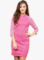 The Vanca Pink Solid Bodycon Dress