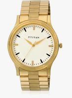 Titan 1650Ym01 Golden/White Analog Watch