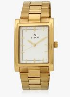 Titan 90024Ym01j Golden/White Analog Watch