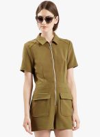 Topshop-Outlet Zip Front Polo Playsuit