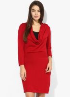 Vero Moda Maroon 3/4Th Sleeve Bodycon Dress