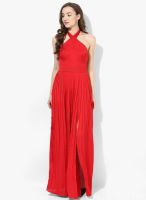 Vero Moda Red Colored Solid Maxi Dress