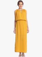 Vero Moda Yellow Colored Solid Maxi Dress