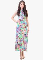 Vvine Blue Colored Printed Maxi Dress