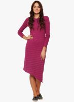 Why Knot Fuchsia Colored Solid Asymmetric Dress