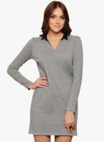Why Knot Grey Colored Solid Bodycon Dress