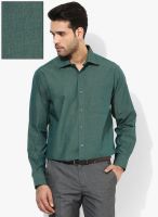 Wills Lifestyle Green Regular Fit Formal Shirt