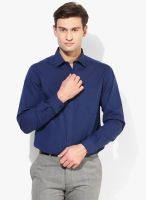 Wills Lifestyle Navy Blue Slim Fit Formal Shirt