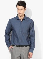 Wills Lifestyle Navy Blue Slim Fit Formal Shirt