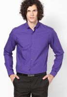 Wills Lifestyle Purple Solid Formal Shirt