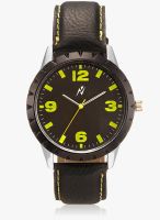 Yepme Black/Black Leatherette Analog Watch