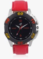 Yepme Black/Red Leatherette Analog Watch