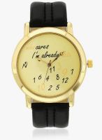 Yepme Golden/Black Leatherette Analog Watch