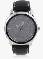 Yepme Grey/Black Faux Leather Analog Watch